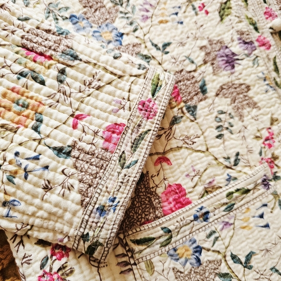 Vintage Reversible Quilted Floral Cream Off-White Light Asian Tang Style Jacket - Picture 6 of 16